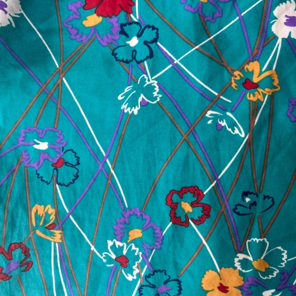 Vintage 70s Abstract Floral Button Up Blouse XL - Picture 5 of 7